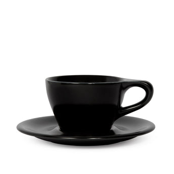 Lino Double Cappuccino Cup & Saucer, Matte Black