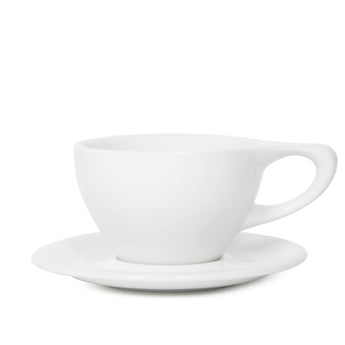 Lino Large Latte Cup & Saucer, White