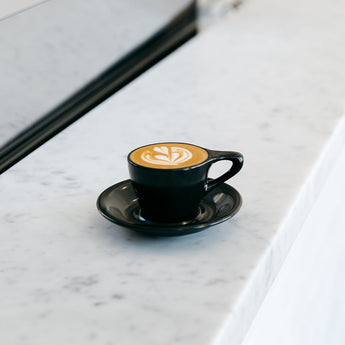 Lino Espresso Cup & Saucer, Matte Black