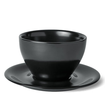 Meno Large Latte Cup & Saucer, Matte Black