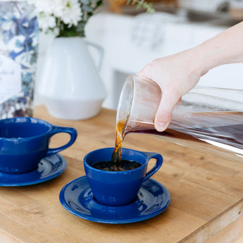 Lino Double Cappuccino Cup & Saucer, Indigo