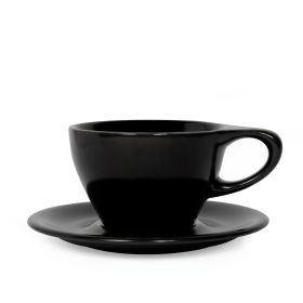 Lino Small Latte Cup/ Saucer, Matte Black - One Dozen
