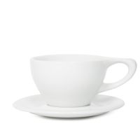 Lino Large Latte Cup/Saucer, White - One Dozen