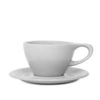 Lino Small Latte Cup/Saucer, Light Gray - One Dozen